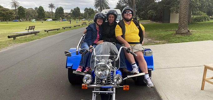 Mini trike rides around Centennial Park, Sydney.