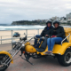 Harley trike tour present in Sydney, Australia. This photo was taken at Bondi Beach.