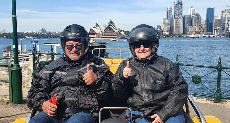 25th wedding anniversary and birthday combined trike tour. They did the 3 bridges tour. Sydney Australia