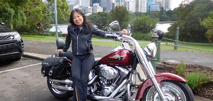 Our passengers first time Harley experience. She loved it. Sydney Australia.