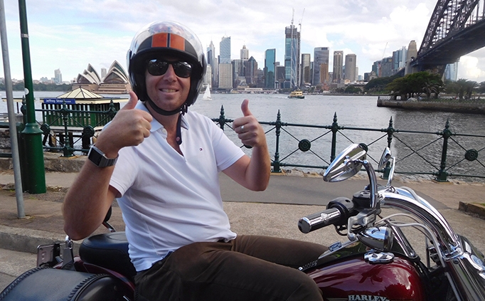 The birthday gift, a Harley tour around Sydney Australia.