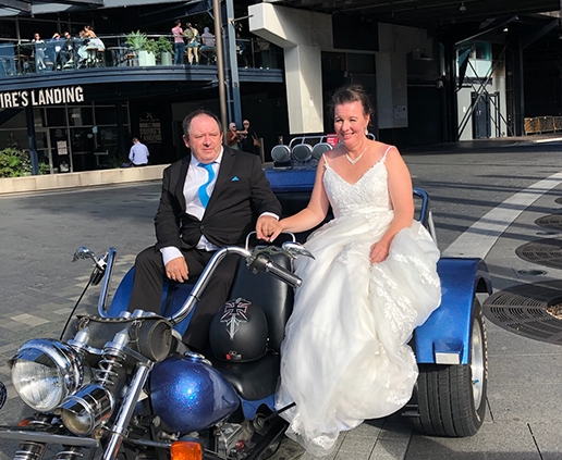 We organised a wedding transfer to their hotel. From getting off a boat on Sydney Harbour and taking them to their hotel.