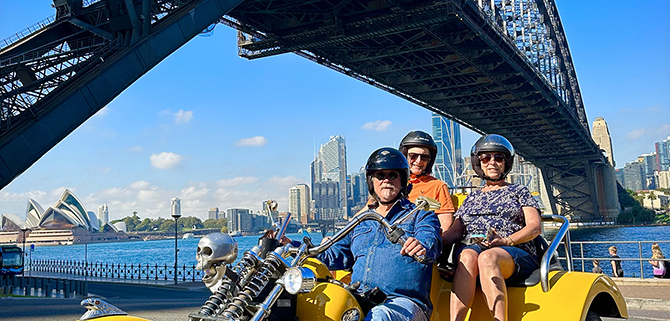 The passengers have been cruising around Oz for one month. So far, the highlight is our trike tour!