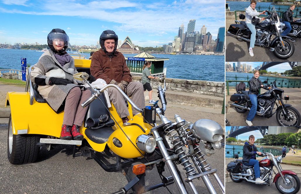 The family Harley and trike ride in Sydney was a great surprise and so much fun!