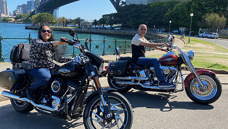 The surprise Harley Davidson birthday tour showed some different areas of Sydney. The passengers loved it!