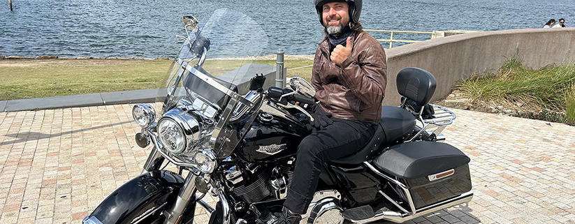 John loved Sydney's 3 Bridges tour on a Harley Davidson.