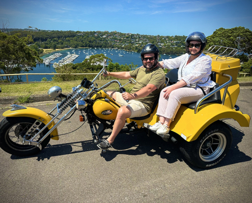 The North Shore Skimmer transfer on the trike took the passengers to Manly.