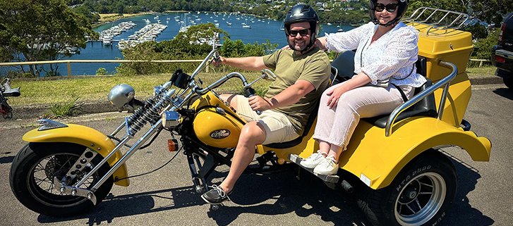 The North Shore Skimmer transfer on the trike took the passengers to Manly.