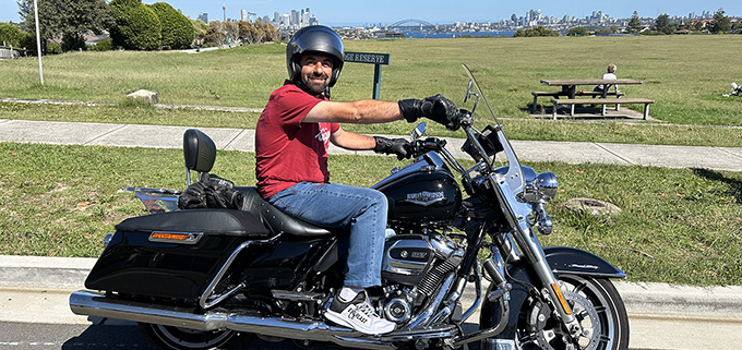 The Harley Davidson ride present took our passenger to the Eastern Suburbs of SYdney. eg Bondi Beach.