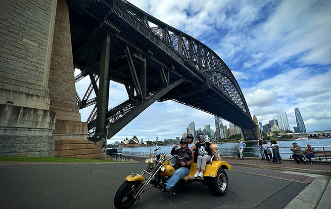 The mum and son tour on the trike showed some interesting and unusual sights in Sydney!